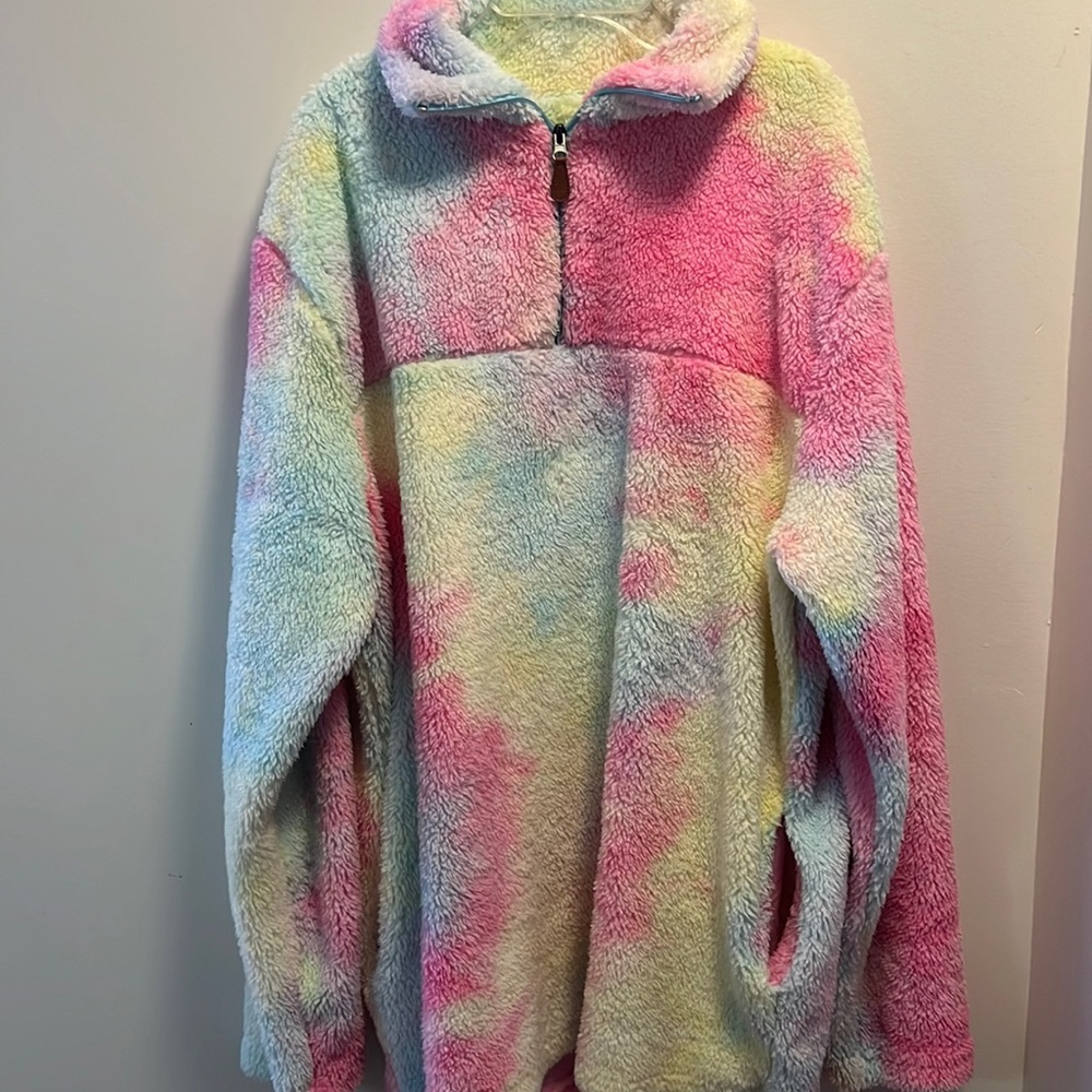 Multi-colored fleece sweater